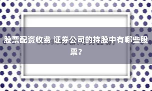 股票配资收费 证券公司的持股中有哪些股票？